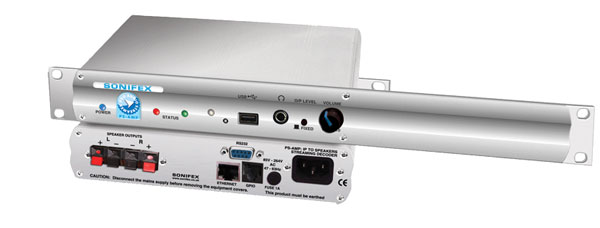 SONIFEX PS-AMPS PRO AUDIO STREAMER DECODER IP to audio, 2x loudspeaker out, rack mounting