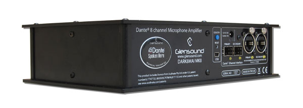 GLENSOUND DARK8MAI MKII MICROPHONE AMPLIFIER Dante/AES67, desktop, 8 inputs